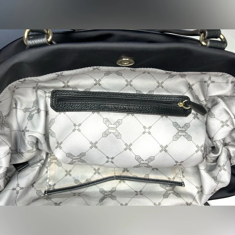 Aimee Kestenberg Nylon Leather Crossbody Tote Bag Satchel Purse XL Black‎ Boho